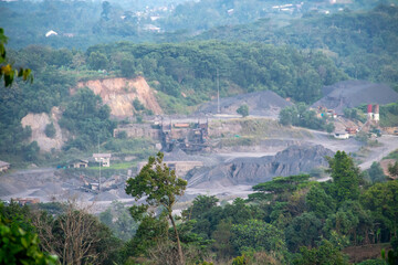 Seeing the rock mining area from the top of the mountain