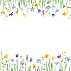 Obraz premium Wildflowers frame. Watercolor clipart