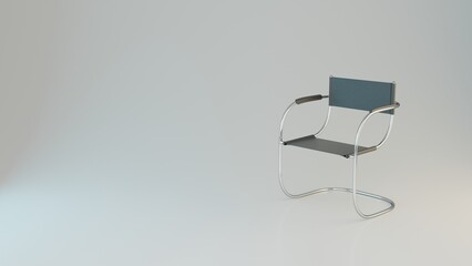 Modern chair in studio. Minimal concept idea. 3d render.