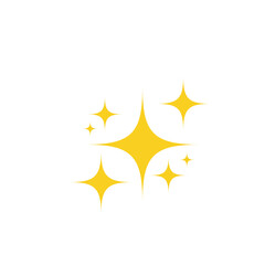 Sparkling stars. A shimmering yellow star and glittering element on white background.