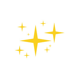 Sparkling stars. A shimmering yellow star and glittering element on white background.