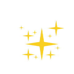 Sparkling stars. A shimmering yellow star and glittering element on white background.