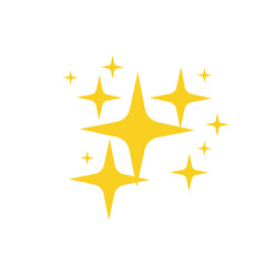 Sparkling stars. A shimmering yellow star and glittering element on white background.