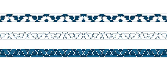 Set of borders of Islamic pattern for Ramadan greetings cards and templates. Vector illustration.