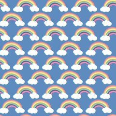 Rainbow Cloud Seamless Pattern