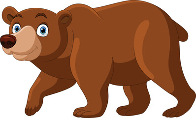 Cartoon cute big bear walking