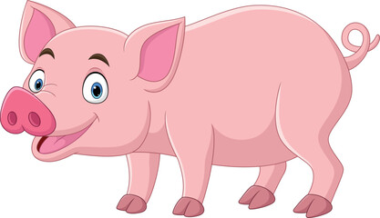 Obraz na płótnie Canvas Cartoon funny pig on white background
