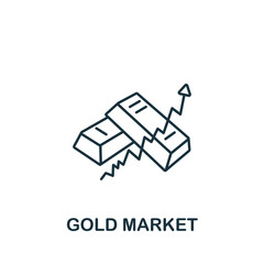 Gold Market icon. Line simple line Stock Market icon for templates, web design and infographics