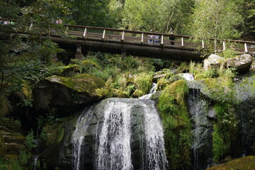 Fototapeta na wymiar Wasserfall mit Brücke