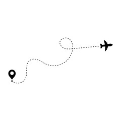 Fototapeta premium Airplane routes. Travel vector icon. Travel from start point and dotted line tracing.