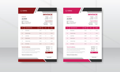 Minimal Corporate Business Invoice design template, vector illustration bill form price invoice. Creative invoice template business stationery design payment agreement design