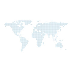 Dotted world map.The vector halftone circles that form the world map. Vector design illustration.
