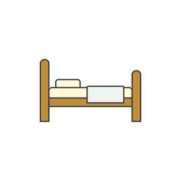 Bed furniture icon in color, isolated on white background 