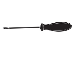 Fototapeta premium Black silhouette of Screwdriver illustration isolated on white background. Repair tool. Vector illustration
