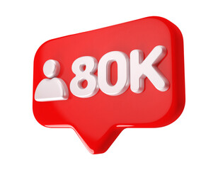 Icon 80k follower 3d render red