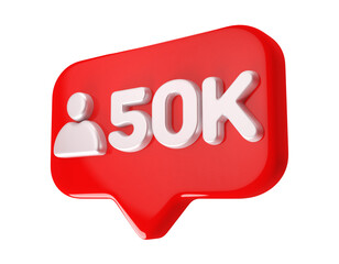 Icon 50k follower 3d render red