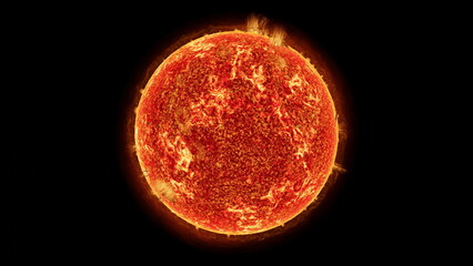 star sun close-up, corona flare fusion energy, isolated black 3d render