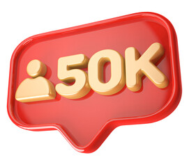 Icon 50k follower 3d render gold