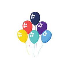 Colorful Balloons flat design on white background. Vector illustration