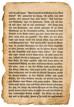 Antique book page Old paper sheet isolated white background