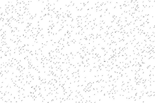 Grunge surface texture with dots, uneven particles, squiggles, grit, grains of sand and dust. Abstract monochrome background. Vector illustration. Overlay template