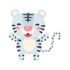 Happy chinese new year 2022 Cartoon tiger holding gold blessing chinese new year.