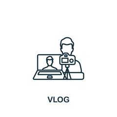 Vlog icon. Line simple Streaming icon for templates, web design and infographics