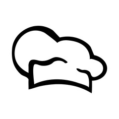 Logo restaurante. Icono plano con sombrero de chef en color blanco y negro