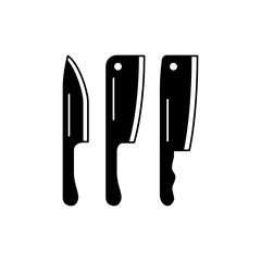 Kitchen knives, cleaver icon in black flat glyph, filled style isolated on white background