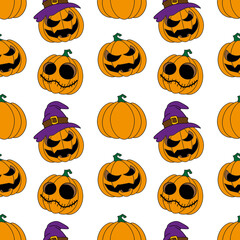 Pumpkin seamless pattern. halloween vector illustration. Pumpkin halloween textile for your design, print, postcard, poster, book decoration.