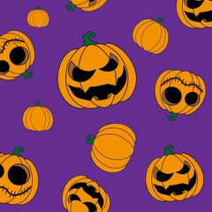 Pumpkin seamless pattern. halloween vector illustration. Pumpkin halloween textile for your design, print, postcard, poster, book decoration.