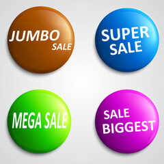 Pinback badges sale, pin buttons, circle tag, brooch
