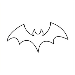 Black bat vector illustration. Halloween art with isolated background for your design, print, postcard, poster, book decoration. 