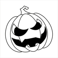 Pumpkin vector illustration. Vegetable line halloween art with white isolated background for your design, print, postcard, poster, book decoration. Food vector illustration