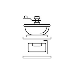 Beans coffee grinder icon in line style icon, isolated on white background
