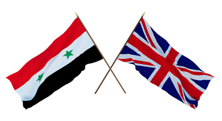 Fototapeta na wymiar Background for designers, illustrators. National Independence Day. Flags Syria and Great Britain