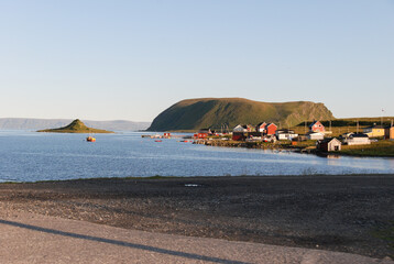 Sarnes fishing village and Store Altsula island of Mageroya island, Norway