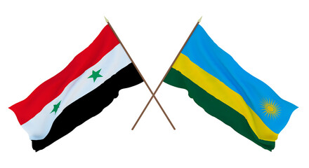 Background for designers, illustrators. National Independence Day. Flags Syria and Rwanda