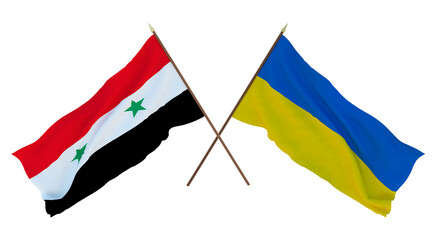 Background for designers, illustrators. National Independence Day. Flags Syria and Ukraine