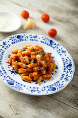Homemade pasta with tomato sauce