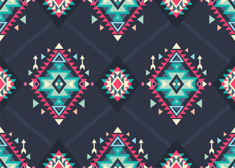 Retro colors tribal vector seamless navajo pattern. Aztec abstract geometric art print. Wallpaper, cloth design, fabric, tissue, cover, textile template.