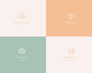 Beauty Spa Logo. Logo for business in the industry of beauty, health, personal hygiene.  Logo of a beauty salon, health industry, makeup artist. Line art style.