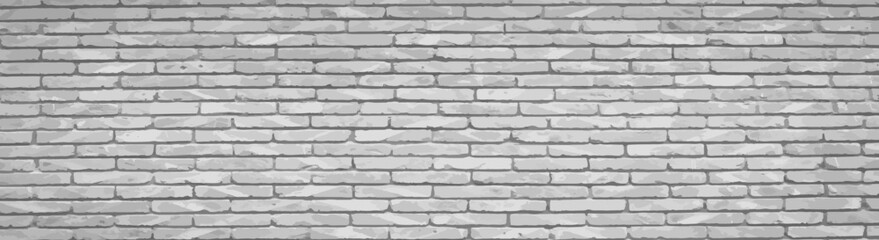 Abstract Black and White Structural Brick Wall. Panoramic Solid Surface. Vector Illustration