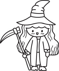 witch illustration on transparent background