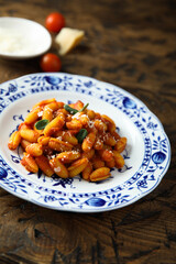 Homemade pasta with tomato sauce