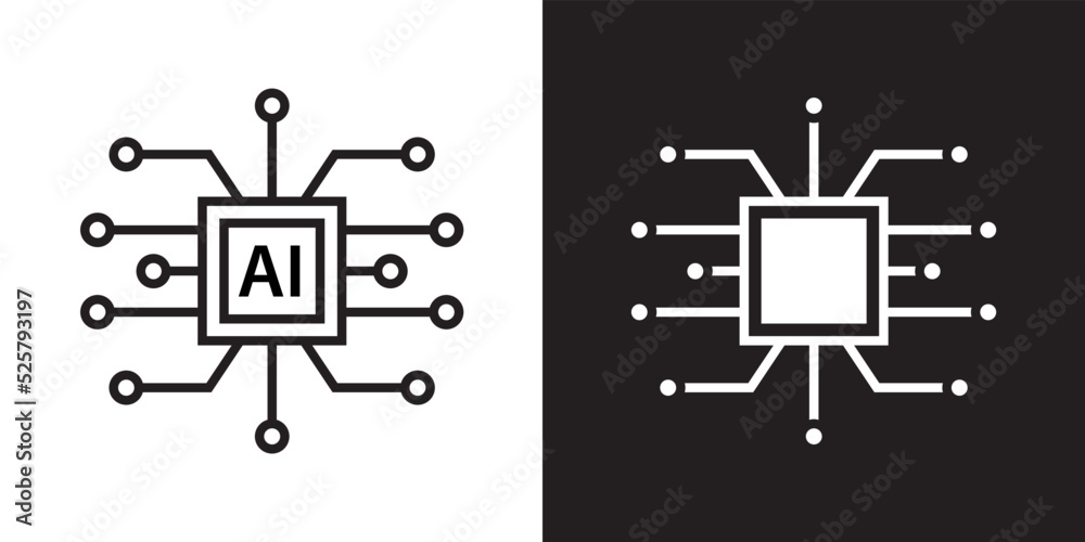 Aufkleber artificial intelligence outline style icon design vector. digital smart mind symbol illustration.