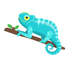 cartoon blue chameleon element design © TA design