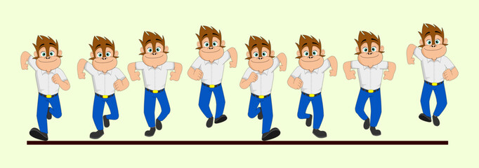 Monkey Frame by Frame Front Run in School Uniform Cycle Vector Illustration. Design for Motion graphics, 2D Animation, Infographic, Pose Animation, Motion Poster