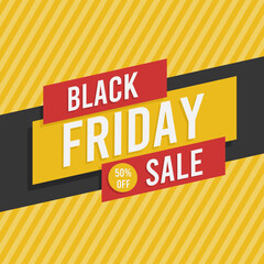 simple black friday poster with yellow, black, and red colors suitable for social media posts, marketing, sales, promotions and others