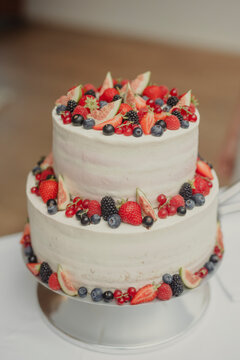 wedding cake with fresh berries
